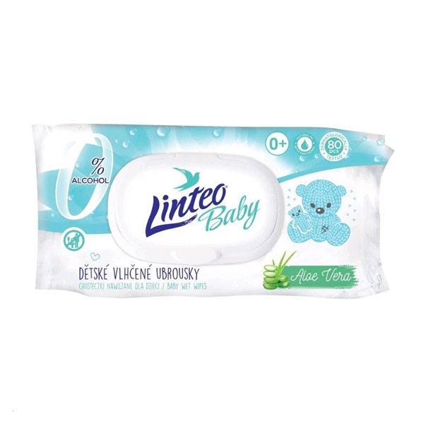 Dětské vlhčené ubrousky Linteo Baby s Aloe Vera 80 ks