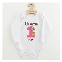 Body s potiskem New Baby Už mám 1 rok růžové