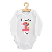 Body s potiskem New Baby Už mám 1 rok růžové