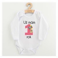 Body s potiskem New Baby Už mám 1 rok růžové