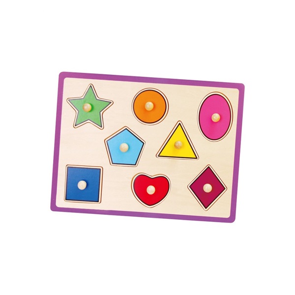 Dětské dřevěné puzzle s úchyty Viga geometrické tvary