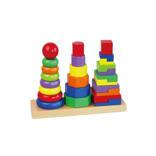 Dřevěné barevné pyramidy pro děti Viga
