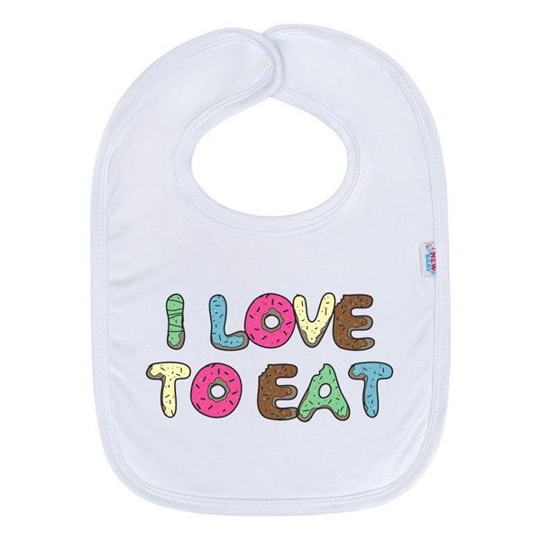 Kojenecký bavlněný bryndák New Baby I LOVE TO EAT
