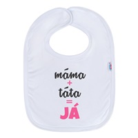 Kojenecký bavlněný bryndák New Baby máma+táta=JÁ růžový