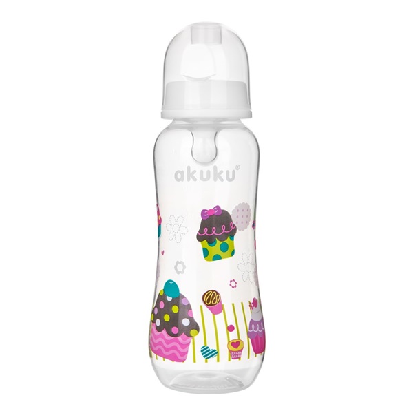 Láhev s obrázkem Akuku 250 ml bílá