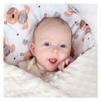 Oboustranná zavinovačka z Minky New Baby 75x75 cm teddy šedá hvězdičky růžové