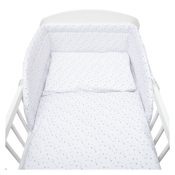 3-dílné ložní povlečení New Baby 90/120 cm bílé šedé hvězdičky