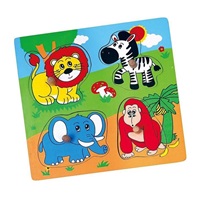 Dřevěné puzzle s úchyty pro nejmenší Viga ZOO