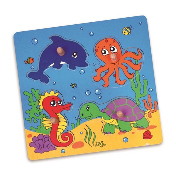 Dřevěné puzzle s úchyty pro nejmenší Viga Moře