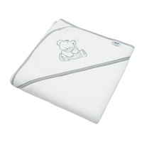 Dětská froté osuška s výšivkou a kapucí New Baby 80x80 bílá medvěd
