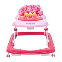 Dětské chodítko Baby Mix s volantem a silikonovými kolečky růžové
