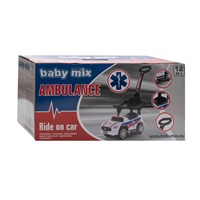 Dětské odrážedlo se zvukem a vodící tyčí Baby Mix AMBULANCE bílé