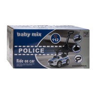 Dětské odrážedlo se zvukem a vodící tyčí Baby Mix POLICE bílé