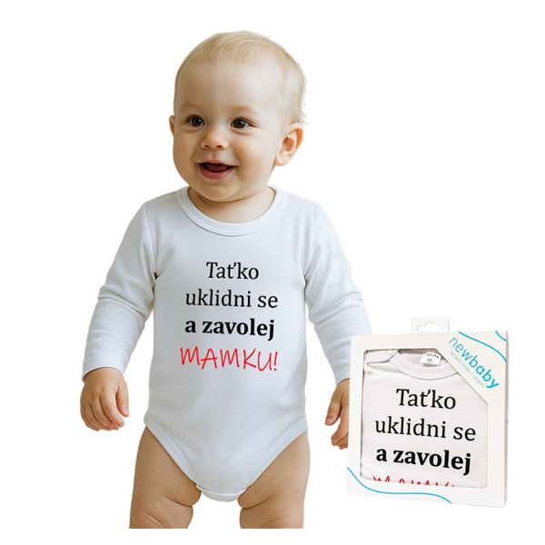 Body s potiskem New Baby a zavolej MAMKU! - dárkové balení