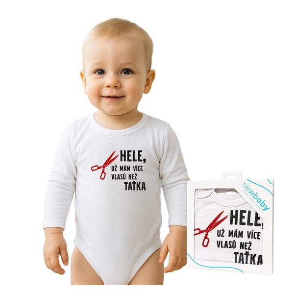 Body s potiskem New Baby Více vlasů než taťka - dárkové balení