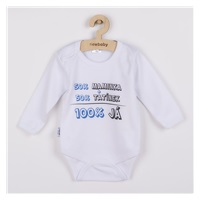 Body s potiskem New Baby 50% MAMINKA + 50% TATÍNEK - 100% JÁ modré - dárkové balení