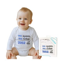 Body s potiskem New Baby 50% MAMINKA + 50% TATÍNEK - 100% JÁ modré - dárkové balení