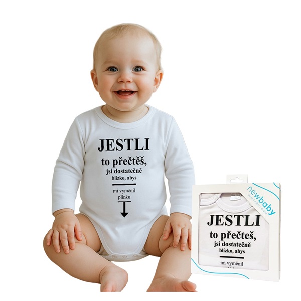 Body s potiskem New Baby ..vyměnit plínku.. - dárkové balení
