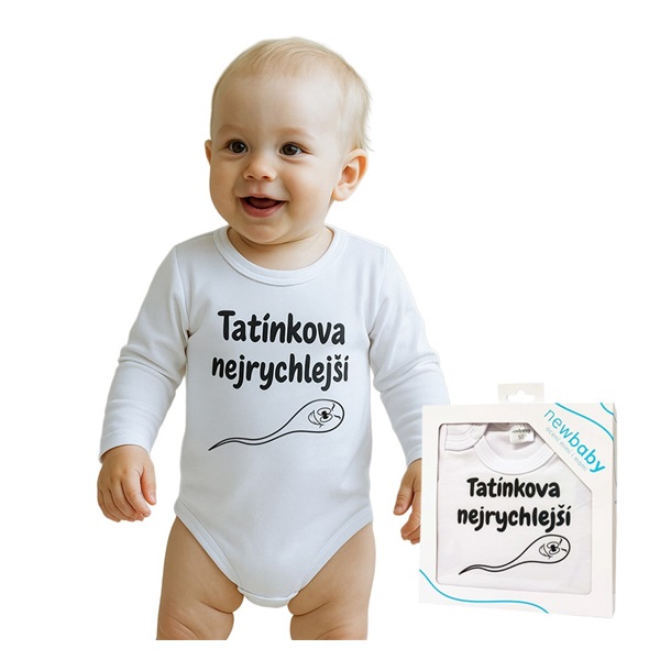 Body s potiskem New Baby Tatínkova nejrychlejší - dárkové balení