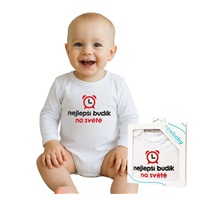 Body s potiskem New Baby nejlepší budík na světě - dárkové balení