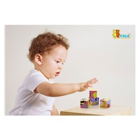 Dřevěné puzzle kostky pro nejmenší Viga Farma