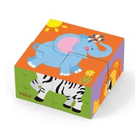 Dřevěné puzzle kostky pro nejmenší Viga Zoo