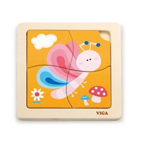 Dřevěné puzzle pro nejmenší Viga 4 ks Motýlek