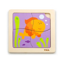Dřevěné puzzle pro nejmenší Viga 4 ks Rybka