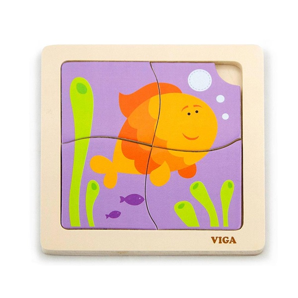Dřevěné puzzle pro nejmenší Viga 4 ks Rybka