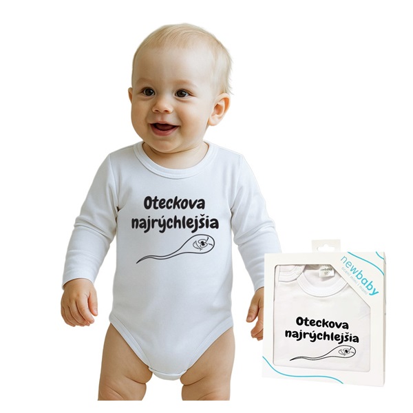 Body s potiskem New Baby Oteckova najrýchlejšia - darčekové balenie
