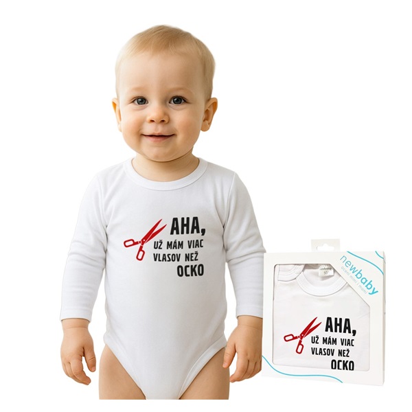 Body s potiskem New Baby Viac vlasov než ocko - darčekové balenie