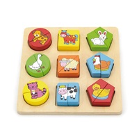 Dřevěné vkládací puzzle tvary se zvířátky Viga