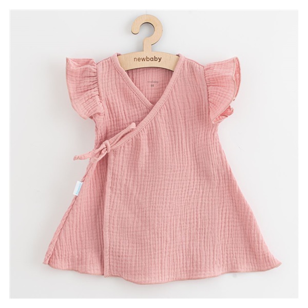 Letní kojenecké mušelínové šaty New Baby Soft dress růžová