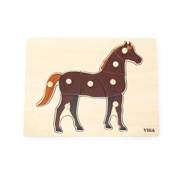 Dětské dřevěné puzzle vkládačka Montessori Viga Kůň