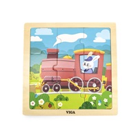 Dřevěné puzzle pro nejmenší Viga 9 ks Vlak