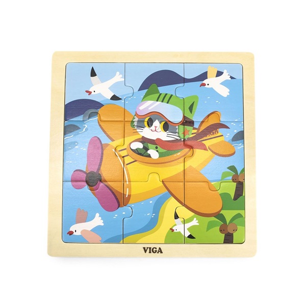 Dřevěné puzzle pro nejmenší Viga 9 ks Letadlo