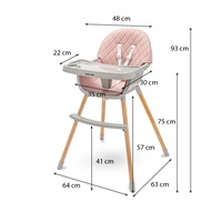 Jídelní židlička Baby Mix Freja wooden dusty pink