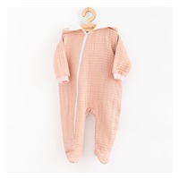 Kojenecký mušelínový overal s kapucí New Baby Comfort clothes růžová