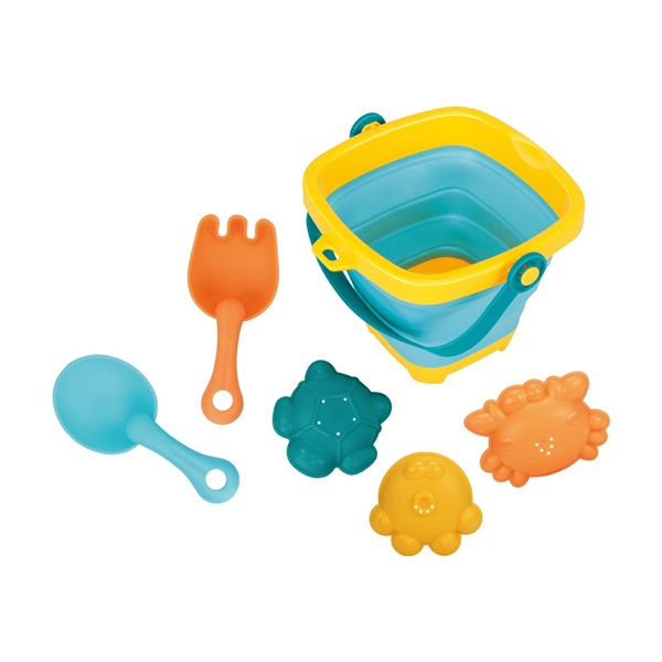 Skládací kyblík a hračky do písku Baby Mix – sada 5 ks