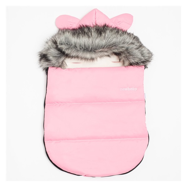Luxusní zimní fusak s kapucí s oušky New Baby Alex Fleece pink