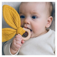 Dětské kousátko s ptáčkem New Baby Bird mustard