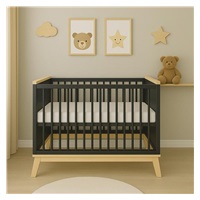 Dětská postýlka se zábranou New Baby MARCUS 120x60 cm grafit/přírodní