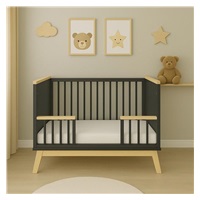Dětská postýlka se zábranou New Baby MARCUS 120x60 cm grafit/přírodní