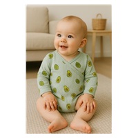 Kojenecké mušelínové body s bočním zavazováním New Baby Avocado