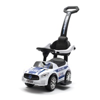 Dětské odrážedlo se zvukem a vodící tyčí Baby Mix POLICE bílé (POŠKOZENÝ OBAL)