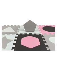 Pěnové puzzle podložka ohrádka Milly Mally Jolly 3x3 Shapes Pink Grey