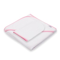 Dětská froté osuška s kapucí New Baby BASIC 80x80 bílo-růžová
