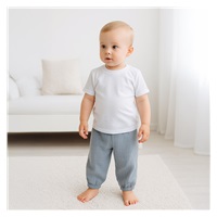 Dětská bavlněná souprava tričko a mušelínové kalhoty New Baby Kindergarten modro-šedá