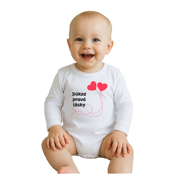 Dětské body s potiskem New Baby Důkaz pravé lásky "se jménem dítěte"