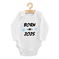 Dětské body s potiskem New Baby BORN IN 2025 blue